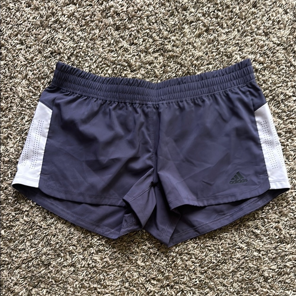 Adidas Dark Blue and White Running Shorts